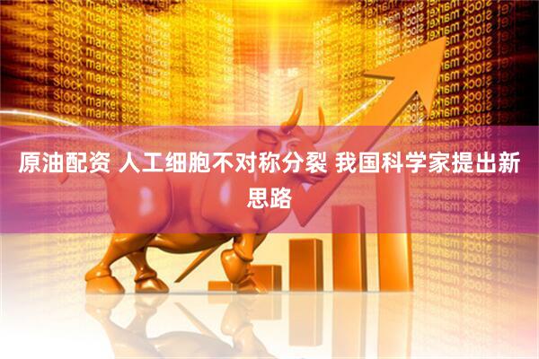 原油配资 人工细胞不对称分裂 我国科学家提出新思路