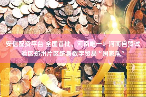 安信配资平台 全国首批、河南唯一！河南自贸试验区郑州片区跻身数字贸易“国家队”